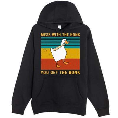 Mess With The Honk You Get The Bonk Funny Duck Goose Premium Pullover Hoodie