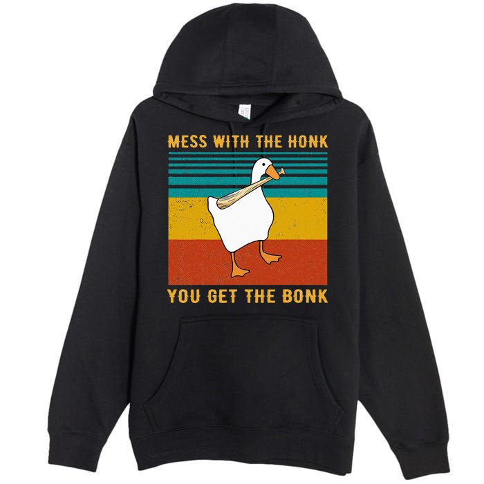Mess With The Honk You Get The Bonk Funny Duck Goose Premium Pullover Hoodie