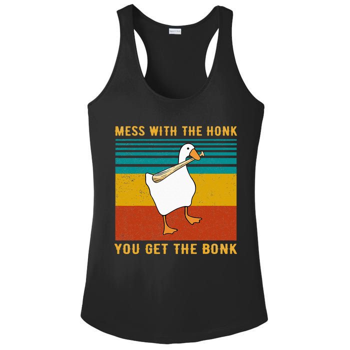 Mess With The Honk You Get The Bonk Funny Duck Goose Ladies PosiCharge Competitor Racerback Tank