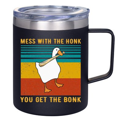 Mess With The Honk You Get The Bonk Funny Duck Goose 12oz Stainless Steel Coffee Mug