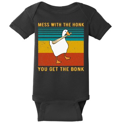Mess With The Honk You Get The Bonk Funny Duck Goose Baby Bodysuit