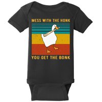 Mess With The Honk You Get The Bonk Funny Duck Goose Baby Bodysuit