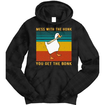 Mess With The Honk You Get The Bonk Funny Duck Goose Tie Dye Hoodie