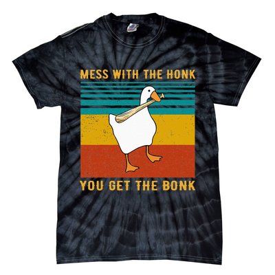 Mess With The Honk You Get The Bonk Funny Duck Goose Tie-Dye T-Shirt