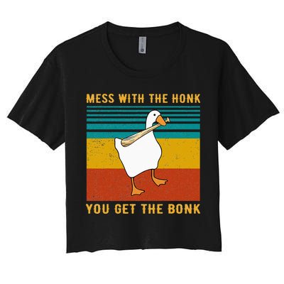 Mess With The Honk You Get The Bonk Funny Duck Goose Crop Top