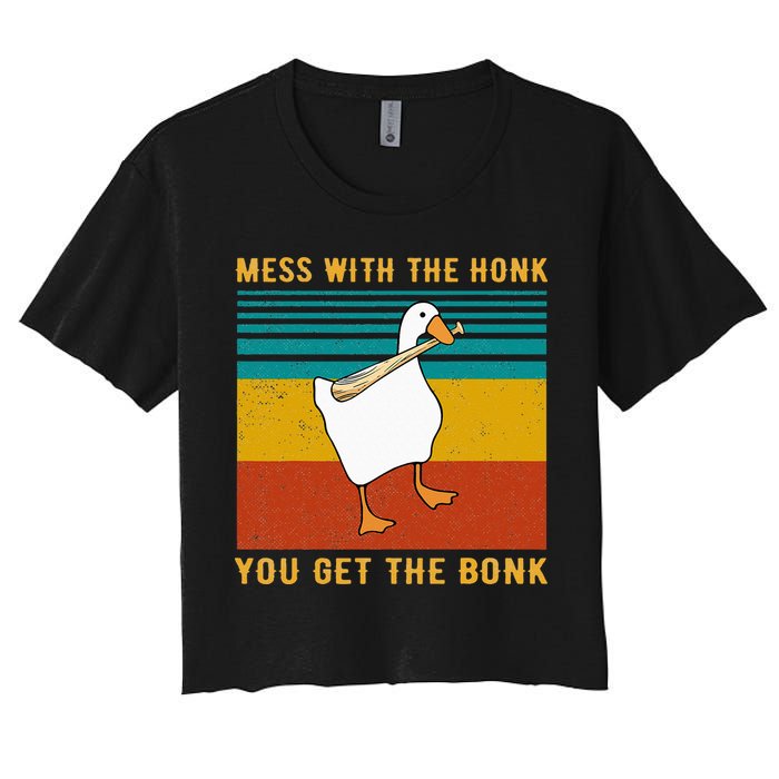 Mess With The Honk You Get The Bonk Funny Duck Goose Crop Top