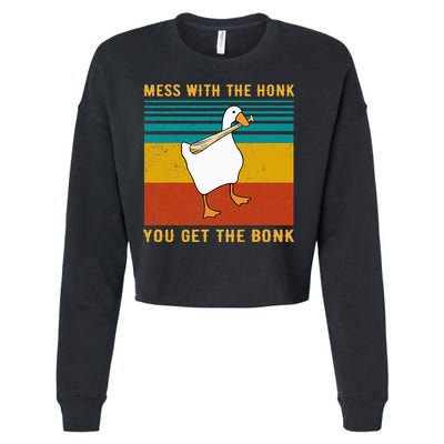 Mess With The Honk You Get The Bonk Funny Duck Goose Cropped Pullover Crew