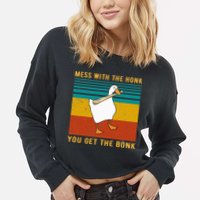 Mess With The Honk You Get The Bonk Funny Duck Goose Cropped Pullover Crew