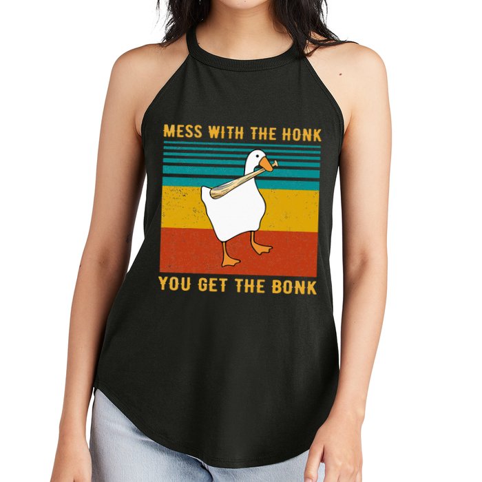 Mess With The Honk You Get The Bonk Funny Duck Goose Women's Perfect Tri Rocker Tank