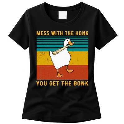 Mess With The Honk You Get The Bonk Funny Duck Goose Womens T-Shirt