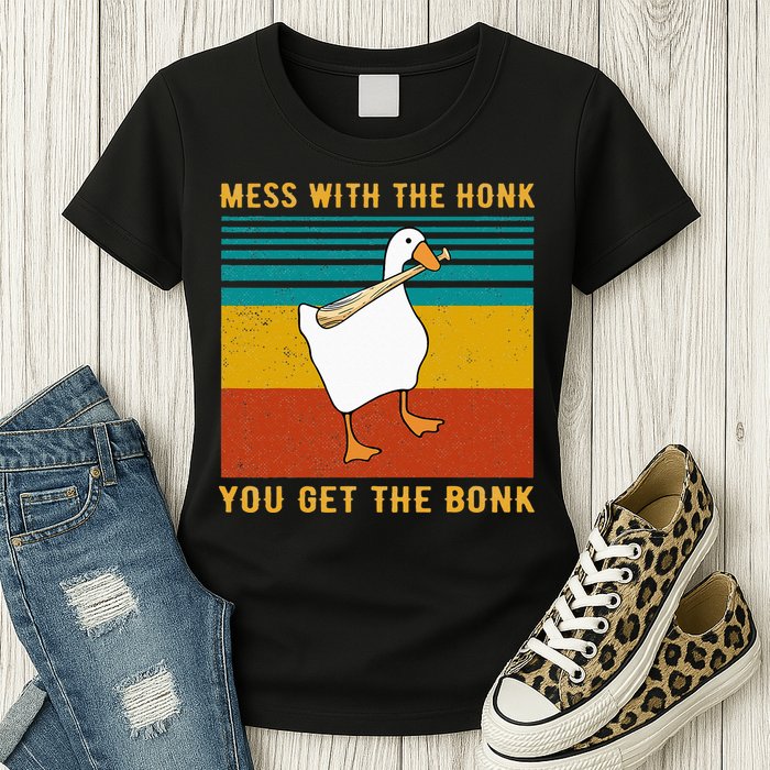 Mess With The Honk You Get The Bonk Funny Duck Goose Womens T-Shirt