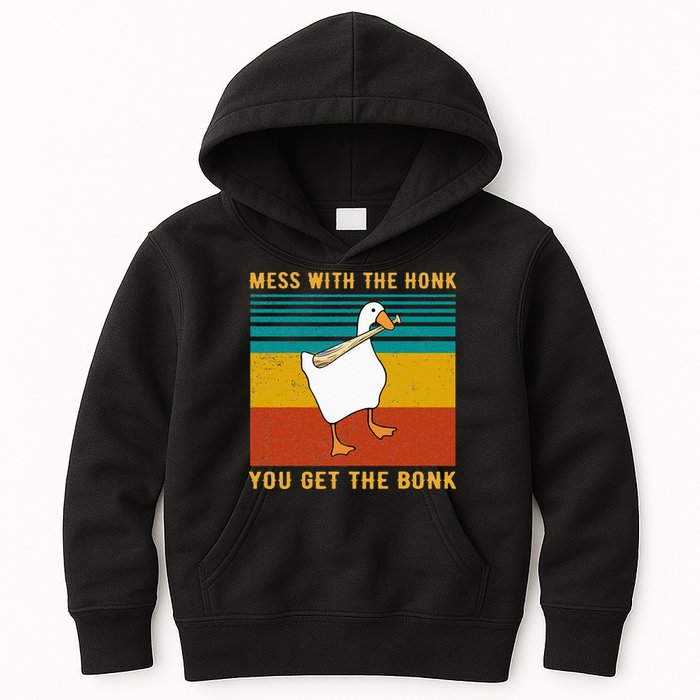 Mess With The Honk You Get The Bonk Funny Duck Goose Kids Hoodie