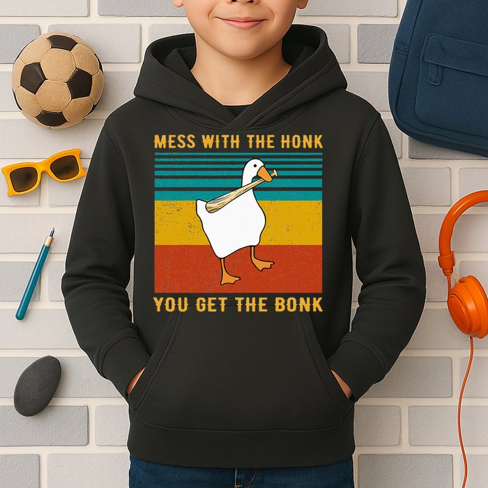 Mess With The Honk You Get The Bonk Funny Duck Goose Kids Hoodie