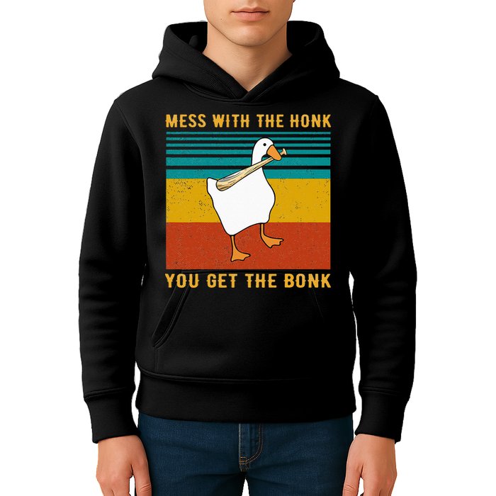 Mess With The Honk You Get The Bonk Funny Duck Goose Kids Hoodie
