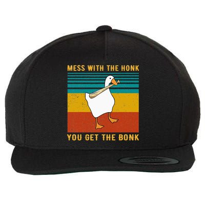 Mess With The Honk You Get The Bonk Funny Duck Goose Wool Snapback Cap