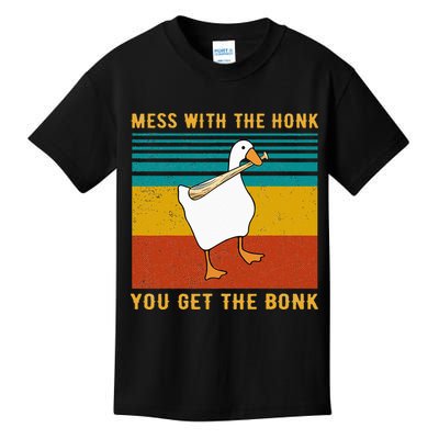 Mess With The Honk You Get The Bonk Funny Duck Goose Kids T-Shirt