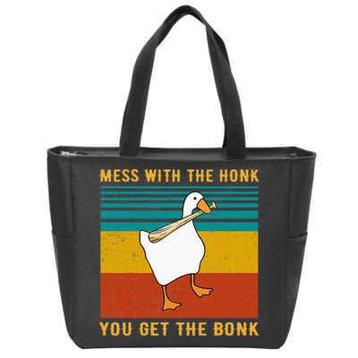 Mess With The Honk You Get The Bonk Funny Duck Goose Zip Tote Bag