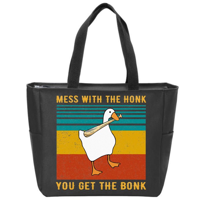Mess With The Honk You Get The Bonk Funny Duck Goose Zip Tote Bag
