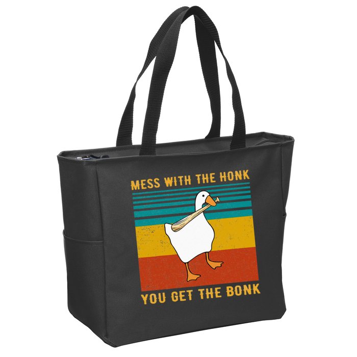 Mess With The Honk You Get The Bonk Funny Duck Goose Zip Tote Bag
