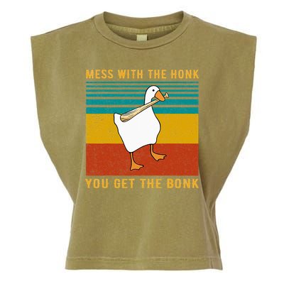 Mess With The Honk You Get The Bonk Funny Duck Goose Garment-Dyed Women's Muscle Tee