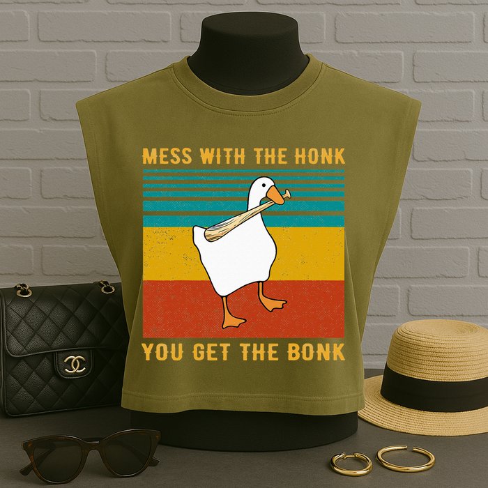 Mess With The Honk You Get The Bonk Funny Duck Goose Garment-Dyed Women's Muscle Tee