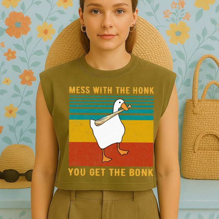 Mess With The Honk You Get The Bonk Funny Duck Goose Garment-Dyed Women's Muscle Tee