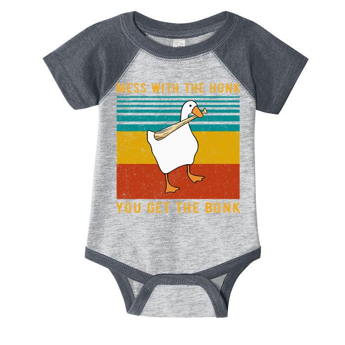 Mess With The Honk You Get The Bonk Funny Duck Goose Infant Baby Jersey Bodysuit