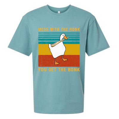 Mess With The Honk You Get The Bonk Funny Duck Goose Sueded Cloud Jersey T-Shirt