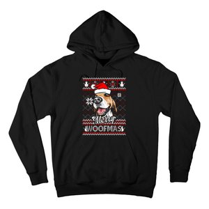 Merry Woofmas Tricolor Beagle Dog Santa Ugly Christmas Hoodie