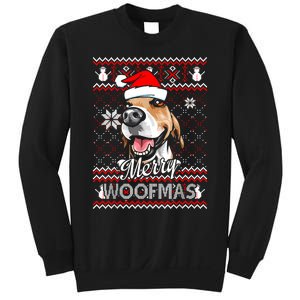 Merry Woofmas Tricolor Beagle Dog Santa Ugly Christmas Sweatshirt