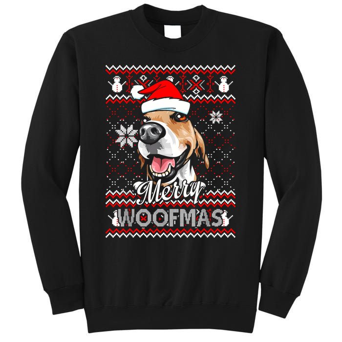 Merry Woofmas Tricolor Beagle Dog Santa Ugly Christmas Sweatshirt