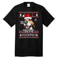 Merry Woofmas Tricolor Beagle Dog Santa Ugly Christmas Tall T-Shirt