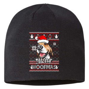 Merry Woofmas Tricolor Beagle Dog Santa Ugly Christmas Sustainable Beanie