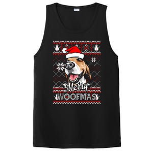 Merry Woofmas Tricolor Beagle Dog Santa Ugly Christmas PosiCharge Competitor Tank