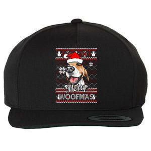 Merry Woofmas Tricolor Beagle Dog Santa Ugly Christmas Wool Snapback Cap