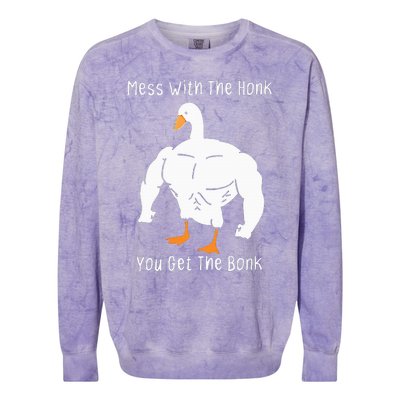 Mess With The Honk You Get The Bonk Funny Goose Colorblast Crewneck Sweatshirt