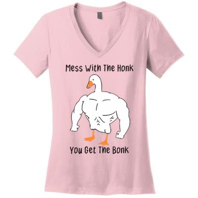 Mess With The Honk You Get The Bonk Women's V-Neck T-Shirt