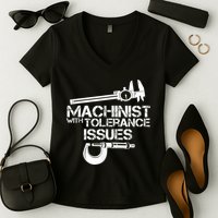 Machinist With Tolerance Issues.Machinist Funny Women's V-Neck T-Shirt