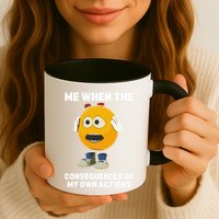 Me When The Consequences Of My Own Actions Funny Emoji Mug