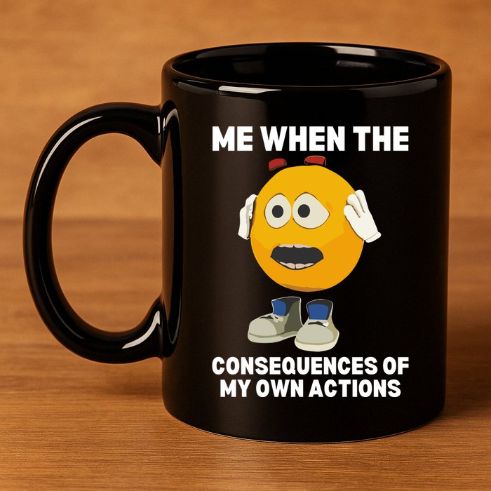 Me When The Consequences Of My Own Actions Funny Emoji 11oz C Handle Ceramic Mug