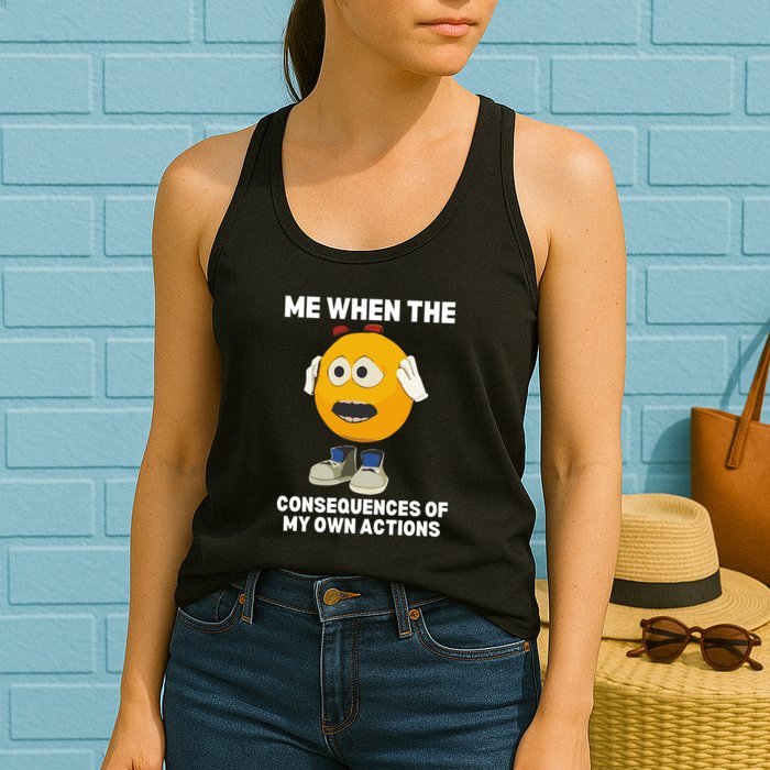 Me When The Consequences Of My Own Actions Funny Emoji Womens Tank Top