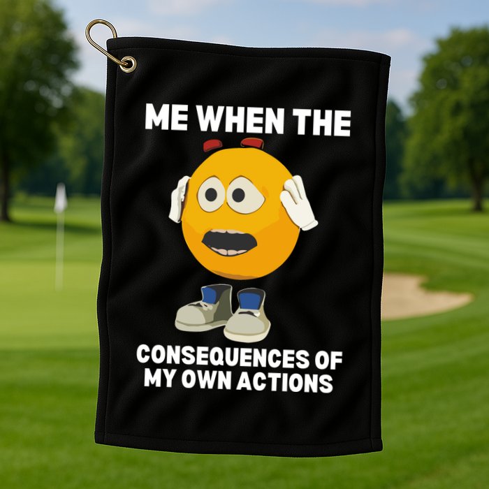 Me When The Consequences Of My Own Actions Funny Emoji Golf Towel