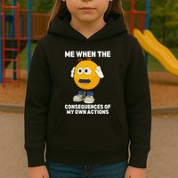 Me When The Consequences Of My Own Actions Funny Emoji Kids Hoodie