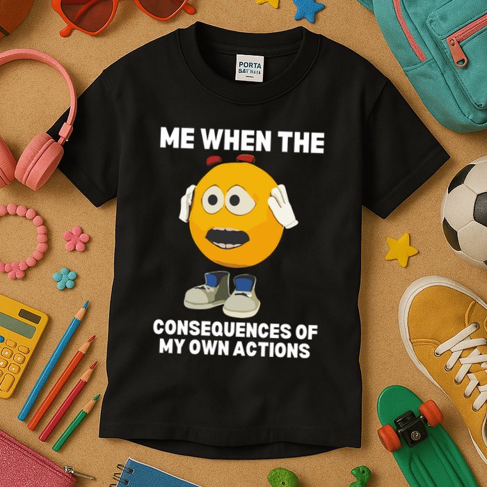 Me When The Consequences Of My Own Actions Funny Emoji Kids T-Shirt