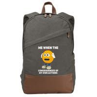 Me When The Consequences Of My Own Actions Funny Emoji Cotton Canvas Backpack