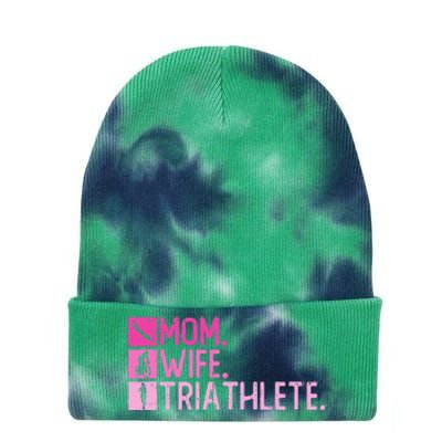 Mom. Wife. Triathlete Triathlon  Training Triathlete Tie Dye 12in Knit Beanie