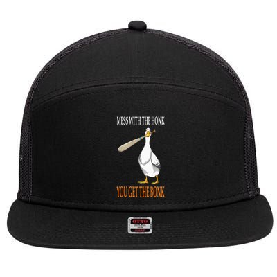 Mess With The Honk Goose Game Gamer Wooden Club Computer 7 Panel Mesh Trucker Snapback Hat