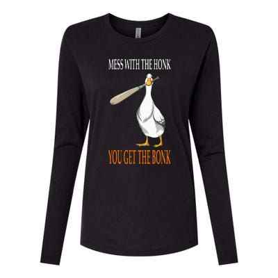 Mess With The Honk Goose Game Gamer Wooden Club Computer Womens Cotton Relaxed Long Sleeve T-Shirt