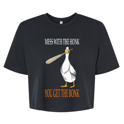 Mess With The Honk Goose Game Gamer Wooden Club Computer Bella+Canvas Jersey Crop Tee