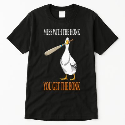 Mess With The Honk Goose Game Gamer Wooden Club Computer Tall T-Shirt